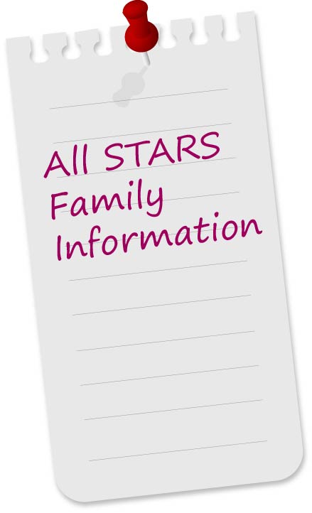 Piece of paper with All STARS Family Information written on it.