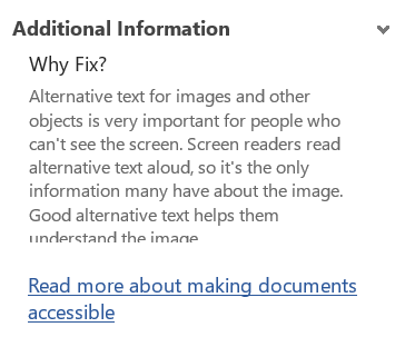 A screenshot of the why fix for alternative text.