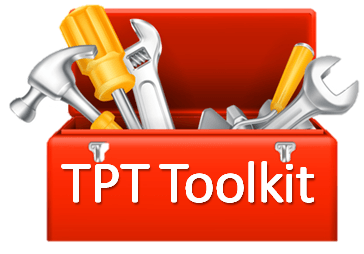 red toolbox with tools sticking out and words TPT Toolkit on front