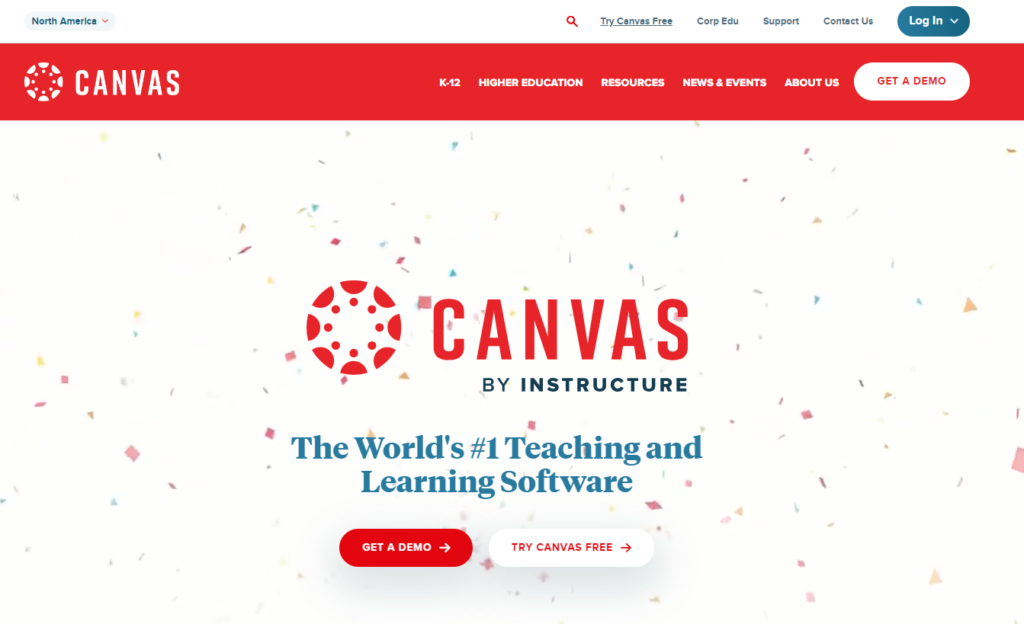 Screenshot of Canvas webpage.