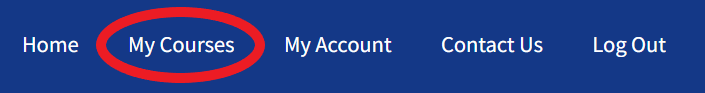 Screenshot of navigation bar on HDI Learning with the My Courses tab highlighted.